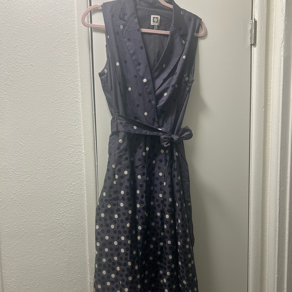 Anne Klein Blue Sleeveless Wrap Midi Dress